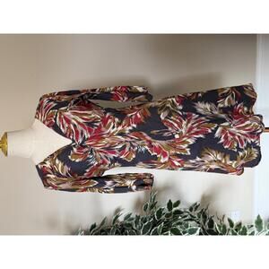 Boden Women's Feather Print Dress | Black Red Gold | Size 8